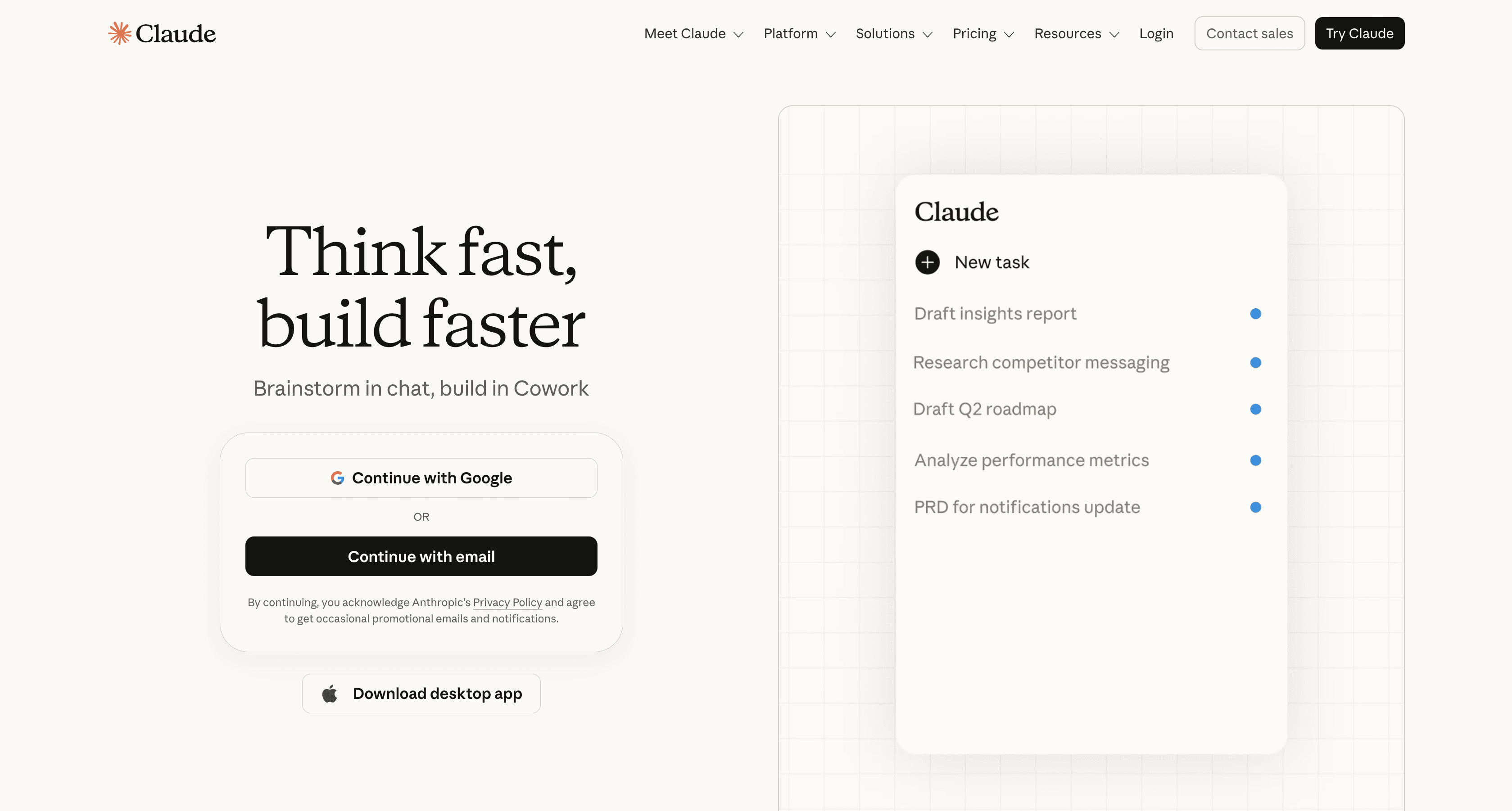 Claude for Small Business interface screenshot